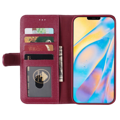 For iPhone 12 / 12 Pro GEBEI Top-grain Leather Horizontal Flip Protective Case with Holder & Card Slots & Wallet & Photo Frame(Wine Red) - iPhone 12 / 12 Pro Cases by GEBEI | Online Shopping UK | buy2fix