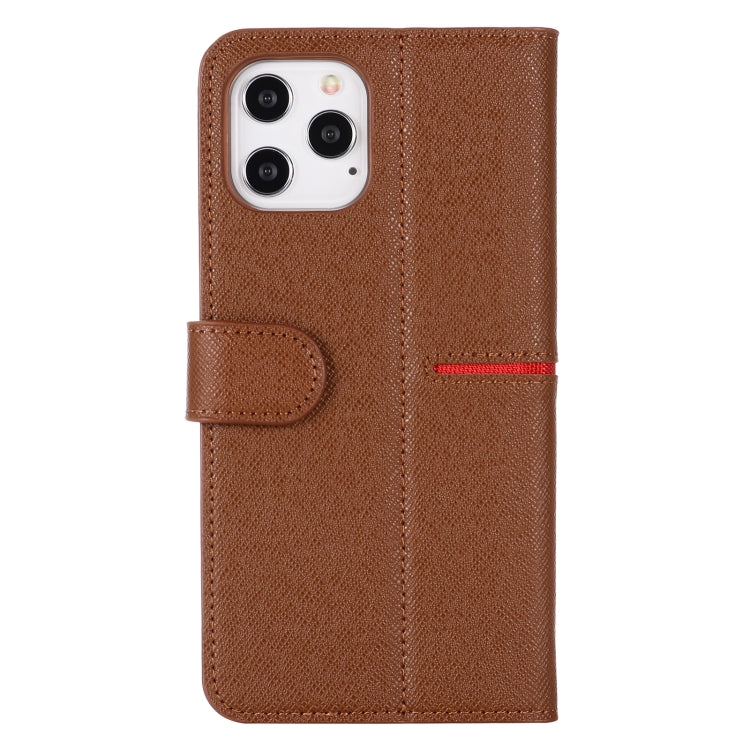 For iPhone 12 / 12 Pro GEBEI Top-grain Leather Horizontal Flip Protective Case with Holder & Card Slots & Wallet & Photo Frame(Brown) - iPhone 12 / 12 Pro Cases by GEBEI | Online Shopping UK | buy2fix