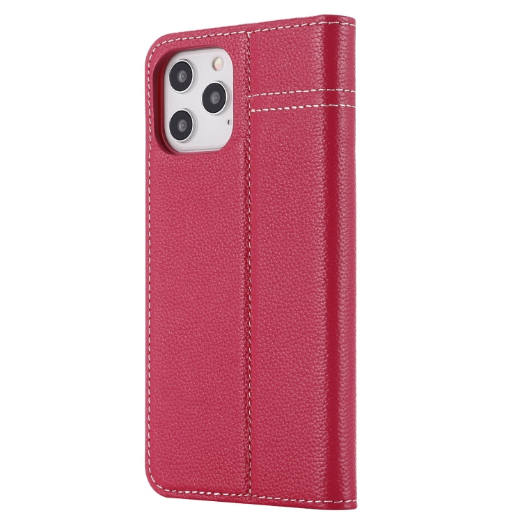 For iPhone 12 Pro Max GEBEI Top-grain Leather Horizontal Flip Protective Case with Holder & Card Slots(Rose Red) - iPhone 12 Pro Max Cases by GEBEI | Online Shopping UK | buy2fix