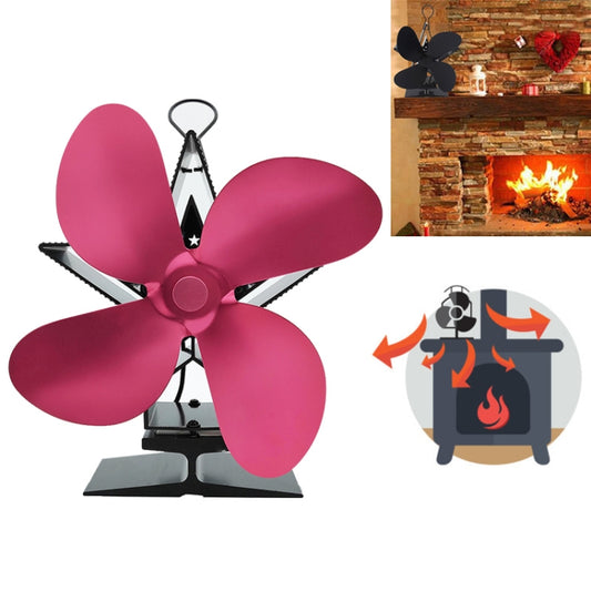 4-Blade Aluminum Heat Powered Fireplace Stove Fan (Red) - Consumer Electronics by buy2fix | Online Shopping UK | buy2fix