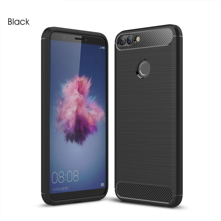 For Huawei  P smart / Enjoy 7S Brushed Texture Carbon Fiber Shockproof TPU Protective Back Case (Black) - Mobile Accessories by buy2fix | Online Shopping UK | buy2fix