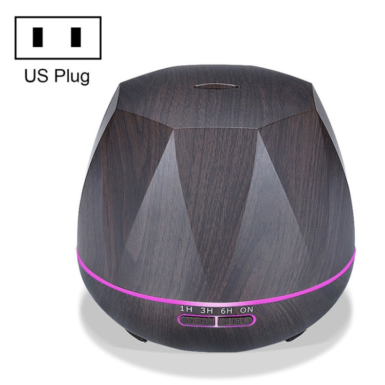 Diamond Wood Grain Remote Control Ultrasonic Humidifier Aromatherapy Machine Automatic Alcohol Sprayer with LED Lights, Capacity: 400mL, US Plug (Dark Wood Color) - Home & Garden by buy2fix | Online Shopping UK | buy2fix