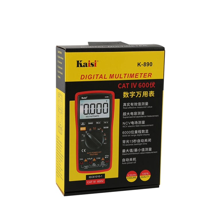 Kaisi K-890 Professional LCD Digital Multimeter Electrical Handheld Digital Multimeter Tester - Consumer Electronics by Kaisi | Online Shopping UK | buy2fix