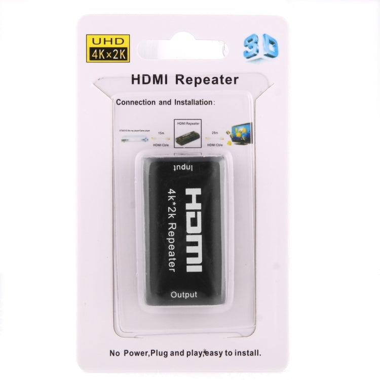 Mini 2160P Full HD HDMI 1.4b Amplifier Repeater, Support 4K x 2K, 3D(Black) - Amplifier by buy2fix | Online Shopping UK | buy2fix