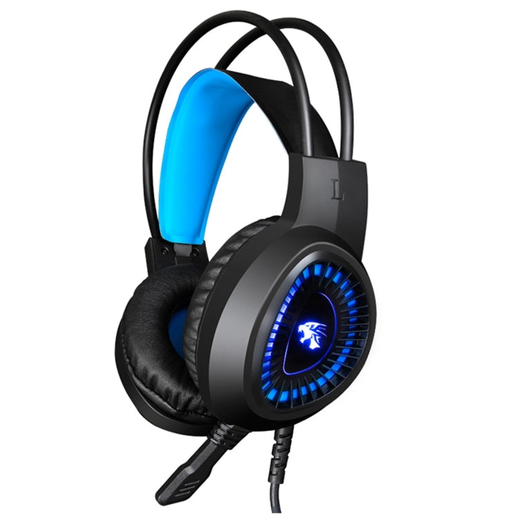 HAMTOD V1000 Dual-3.5mm Plug Interface Gaming Headphone Headset with Mic & LED Light, Cable Length: 2.1m(Blue) - Multimedia Headset by HAMTOD | Online Shopping UK | buy2fix