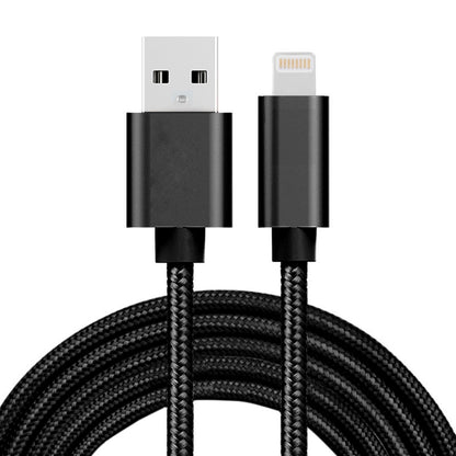 3A Woven Style Metal Head 8 Pin to USB Charge Data Cable, Cable Length: 2m(Black) - Normal Style Cable by buy2fix | Online Shopping UK | buy2fix