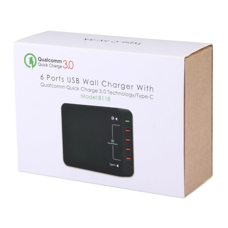 Q8118 1 Quick Charge 3.0 + 4 Smart Identification USB + 1 USB-C / Type-C 3.1 Desktop USB Charger - USB Charger by buy2fix | Online Shopping UK | buy2fix