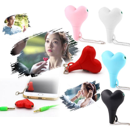 1 Male to 2 Females 3.5mm Jack Plug Multi-function Heart Shaped Earphone Audio Video Splitter Adapter with Key Chain for iPhone, iPad, iPod, Samsung, Xiaomi, HTC and Other 3.5 mm Audio Interface Electronic Digital Products(Red) - Splitter Adapter by buy2fix | Online Shopping UK | buy2fix