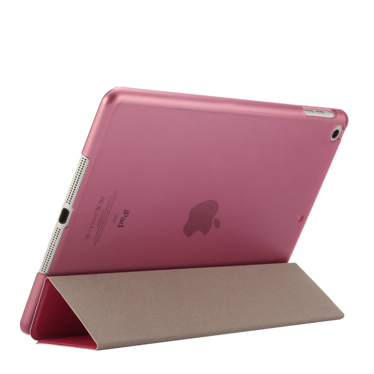 For iPad 9.7 (2018) & iPad 9.7 inch (2017) & iPad Air Silk Texture Horizontal Flip Leather Case with Three-folding Holder(Magenta) - Apple Accessories by buy2fix | Online Shopping UK | buy2fix