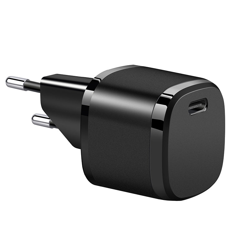 APQ-006 PD 20W USB-C / Type-C Single Port Wine Barrel Shape Travel Charger, EU Plug (Black) - Mobile Accessories by buy2fix | Online Shopping UK | buy2fix