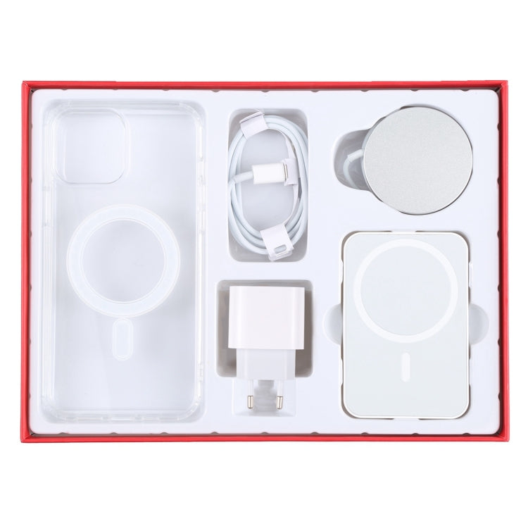 5 in 1 Data Cable + Travel Charger + Wired / Wireless MagSafe Magnetic Wireless Charger + MagSafe Magnetic Phone Case Digital Gift Box Set for iPhone 12 mini, EU Plug(Red) - Apple Accessories by buy2fix | Online Shopping UK | buy2fix