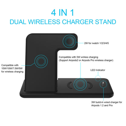 Q20 4 In 1 Wireless Charger Charging Holder Stand Station For iPhone / Apple Watch / AirPods, Support Dual Phones Charging (Black) - Apple Accessories by buy2fix | Online Shopping UK | buy2fix