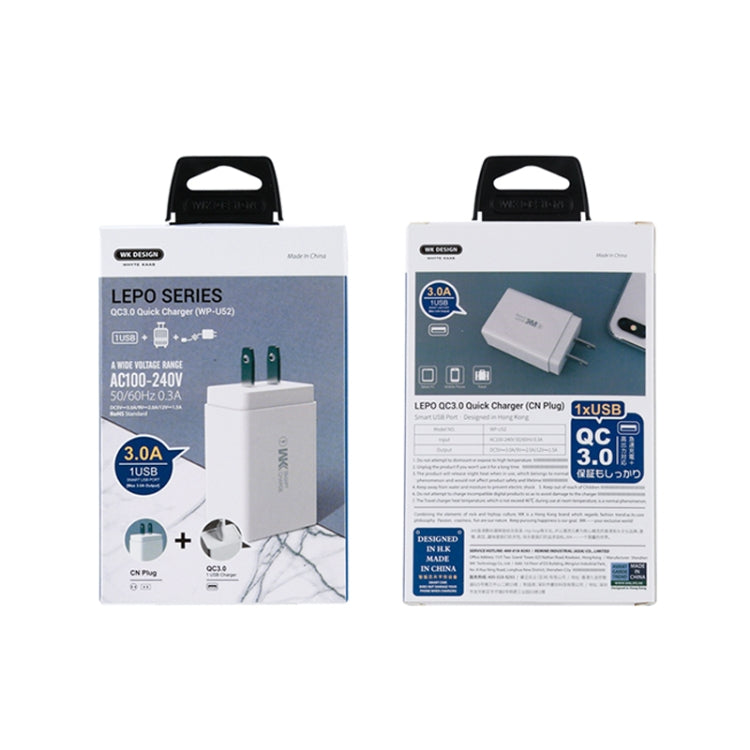 WK WP-U52 Lepo QC3.0 Fast Charging (US Plug) - Apple Accessories by WK | Online Shopping UK | buy2fix