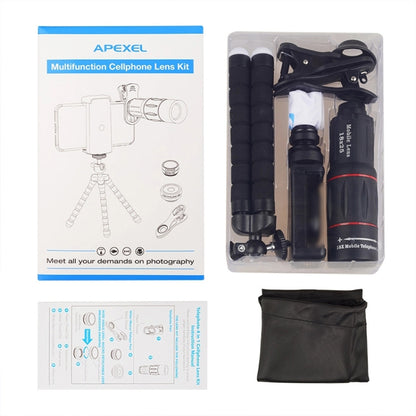 APEXEL APL-T18XBZJ5 4 in 1 18X Telescope + 0.63X Wide Lens + 198 Degrees Fisheye Lens + 15X Macro Lens Universal External Camera Phone Lens - Combination Lens by APEXEL | Online Shopping UK | buy2fix