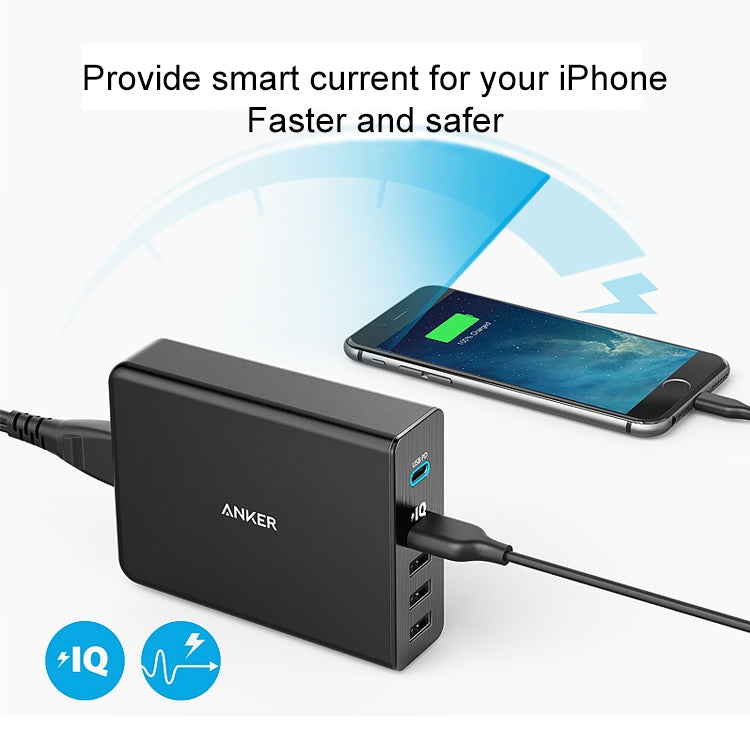 ANKER 2.4A USB-C / Type-C Power Delivery PD + 4 Ports Wall Changer for Mobile Phones / Tables / Macbooks(Black) - Apple Accessories by ANKER | Online Shopping UK | buy2fix