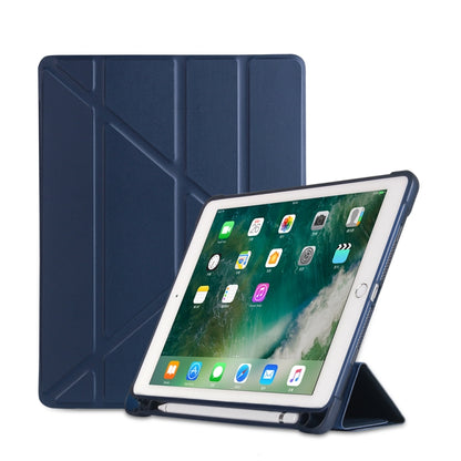 Multi-folding Shockproof TPU Protective Case for iPad 9.7 (2018) / 9.7 (2017) / air / air2, with Holder & Pen Slot(Blue) - Apple Accessories by buy2fix | Online Shopping UK | buy2fix