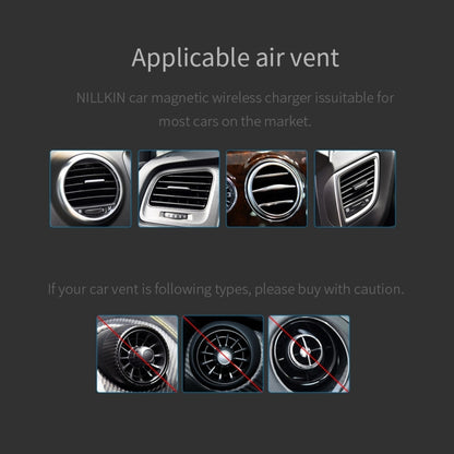 NILLKIN MC027 Car Air Outlet Vent Mount Clamp Holder 10W Fast Charging Qi Magnetic Wireless Charger(Black) - Wireless Charger Holders by NILLKIN | Online Shopping UK | buy2fix