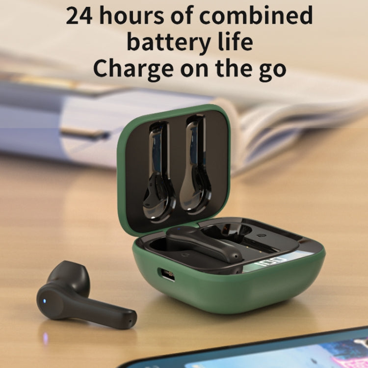 K08 Wireless Bluetooth 5.0 Noise Cancelling Stereo Binaural Earphone with Charging Box & LED Digital Display (Green) - Bluetooth Earphone by buy2fix | Online Shopping UK | buy2fix