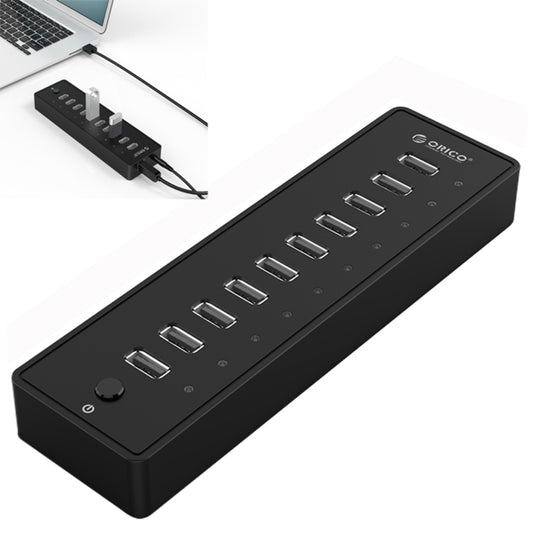 ORICO P10-U2-V1 10 USB 2.0 Ports HUB, Specification: EU Plug - USB HUB by ORICO | Online Shopping UK | buy2fix