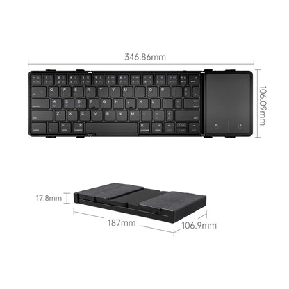 B1053 Leather Portable Tri-Fold Bluetooth Keyboard - Wireless Keyboard by buy2fix | Online Shopping UK | buy2fix