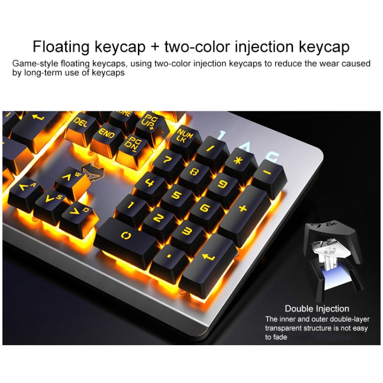 YINDIAO K002 USB Wired Mechanical Feel Orange Backlight Keyboard + Optical Mouse + Headset Set(Black) - Wired Keyboard by YINDIAO | Online Shopping UK | buy2fix