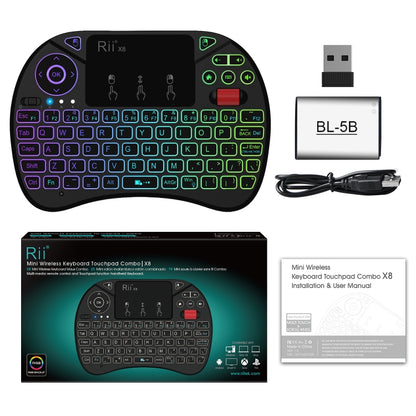 Rii X8 RT716 2.4GHz Mini Wireless QWERTY 71 Keys Keyboard, 2.5 inch Touchpad Combo with Backlight(Black) - MINI PC Accessories & Gadgets by buy2fix | Online Shopping UK | buy2fix