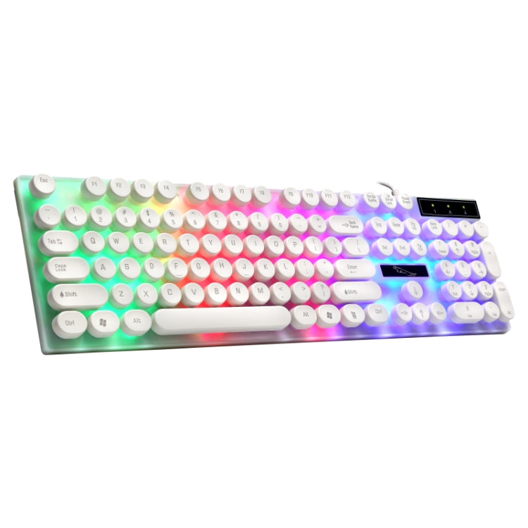 Chasing Leopard G21 USB 104-keys Waterproof Floating Round Punk Keycap Colorful Backlight Mechanical Feel Wired Keyboard, Length: 1.3m(White) - Wired Keyboard by buy2fix | Online Shopping UK | buy2fix
