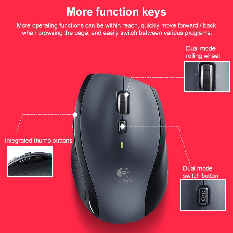 Logitech M705 1000DPI 2.4GHz Wireless Laser Dual Mode Mouse - Wireless Mice by Logitech | Online Shopping UK | buy2fix