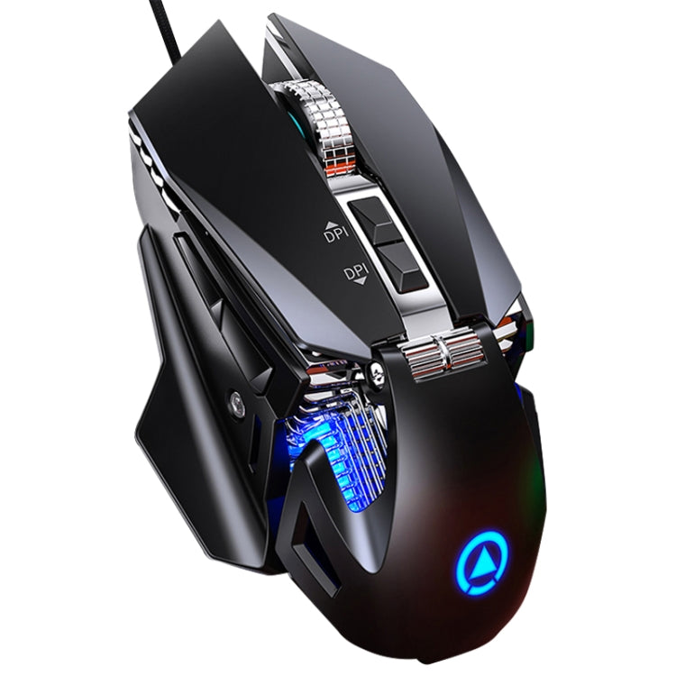 YINDIAO G10 7200DPI 7-modes Adjustable 7-keys RGB Light Wired Metal Mechanical Hard Core Macro Mouse, Style: Audio Version(Black) - Wired Mice by YINDIAO | Online Shopping UK | buy2fix