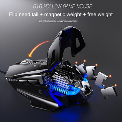 YINDIAO G10 7200DPI 7-modes Adjustable 7-keys RGB Light Wired Metal Mechanical Hard Core Macro Mouse, Style: Audio Version(Black) - Wired Mice by YINDIAO | Online Shopping UK | buy2fix