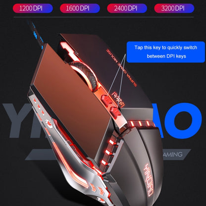 YINDIAO 3200DPI 4-modes Adjustable 7-keys RGB Light Wired Metal Mechanical Hard Core Macro Mouse, Style: Silent Version (Grey) - Wired Mice by YINDIAO | Online Shopping UK | buy2fix