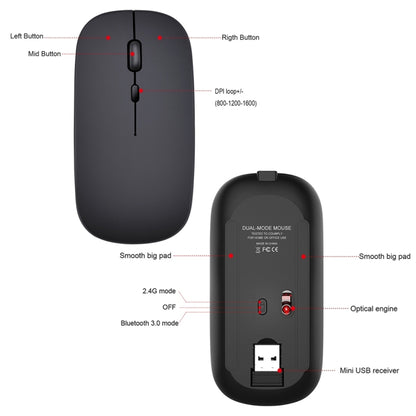 HXSJ M90 2.4GHz Ultrathin Mute Rechargeable Dual Mode Wireless Bluetooth Notebook PC Mouse (Rose Gold) -  by HXSJ | Online Shopping UK | buy2fix
