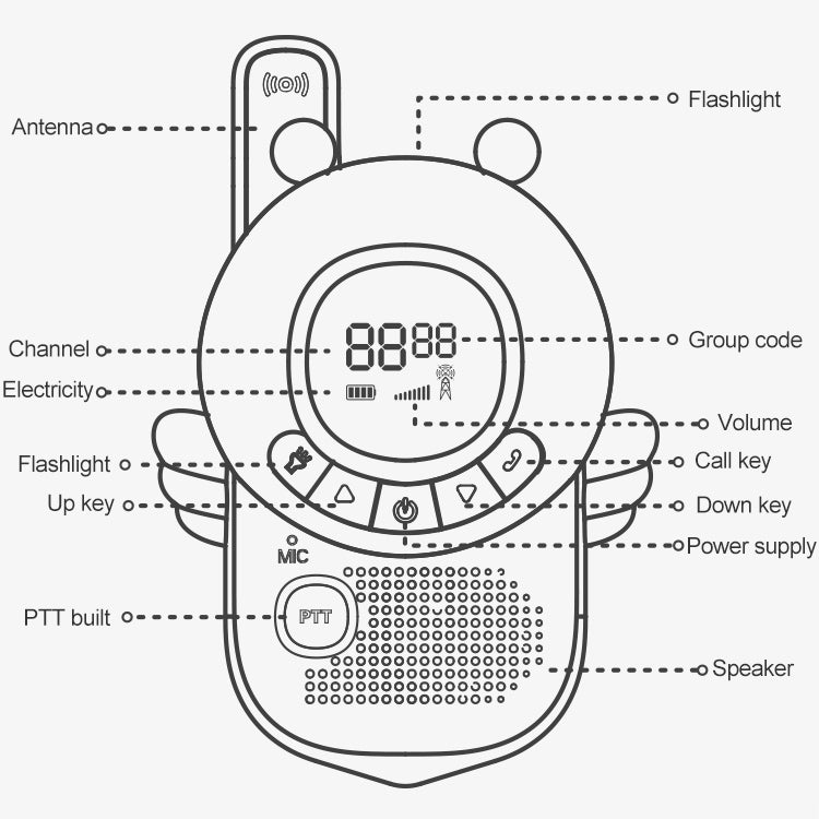 adj-847 Cartoon Bee-shaped Children Walkie-talkie Wireless 3km Call Outdoor Parent-child Interactive Toy with Flashlight & Anti-lost Lanyard (Pink) - Consumer Electronics by buy2fix | Online Shopping UK | buy2fix