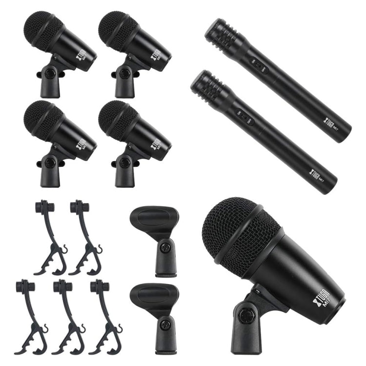 XTUGA MI7-G 7-Piece Wired Dynamic Drum Mic Kit Kick Bass Tom/Snare Cymbals Microphone Set - Microphone by XTUGA | Online Shopping UK | buy2fix