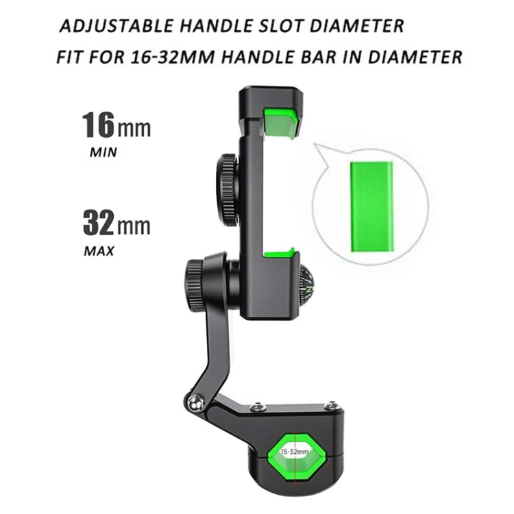 Motorcycle Spherical Compass Phone Holder, Handlebar with Light (Green) - In Car by buy2fix | Online Shopping UK | buy2fix