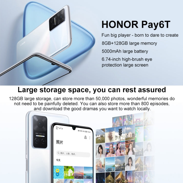 Honor Play6T 5G, 8GB+128GB, China Version, Triple Back Cameras, Side Fingerprint Identification, 5000mAh Battery, 6.74 inch Magic UI 5.0 (Android 11) MediaTek Dimensity 700 Octa Core up to 2.2GHz, Network: 5G, OTG, Not Support Google Play(Black) - Honor by Huawei | Online Shopping UK | buy2fix