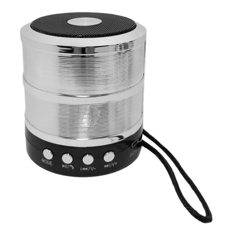 WS-887 Bluetooth Speaker with Lanyard, Support Hands-free Call & FM & U Disk & TF Card & AUX(Silver Grey) - Mini Speaker by buy2fix | Online Shopping UK | buy2fix