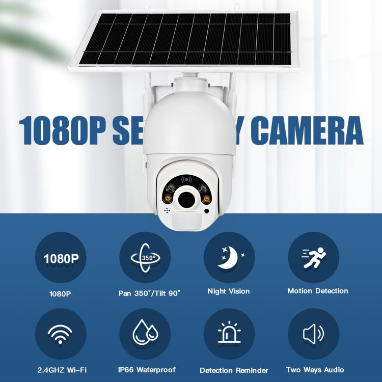 T22 1080P Full HD Solar Powered WiFi Camera, Support PIR Alarm, Night Vision, Two Way Audio, TF Card - Security by buy2fix | Online Shopping UK | buy2fix