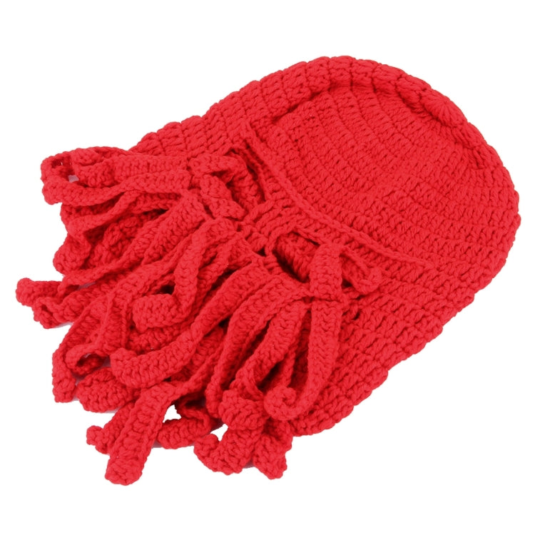 Amurleopard Unisex Barbarian Knit Beanie Octopus Tentacle Cap Winter Warm Face Mask Crochet Hat(Red) - Protective Helmet & Masks by buy2fix | Online Shopping UK | buy2fix