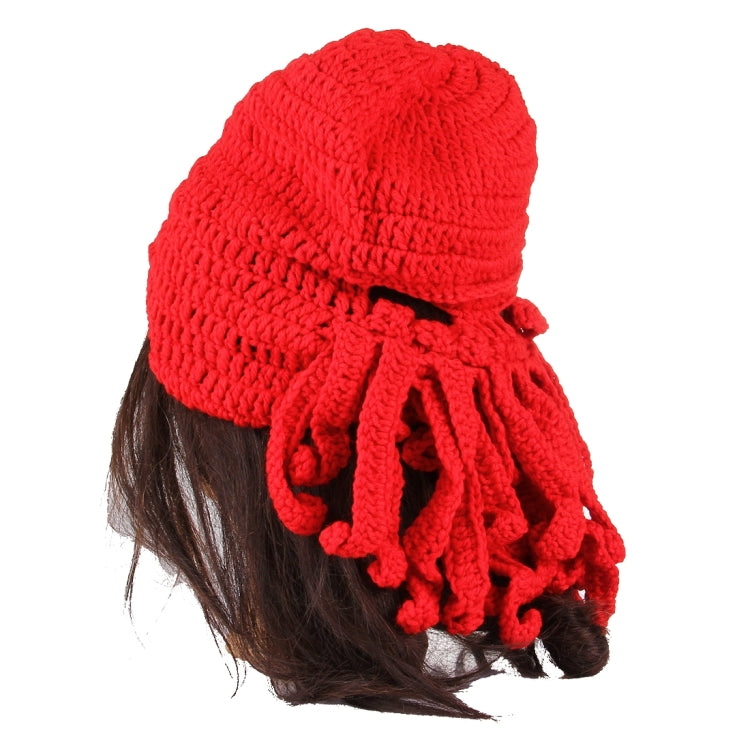 Amurleopard Unisex Barbarian Knit Beanie Octopus Tentacle Cap Winter Warm Face Mask Crochet Hat(Red) - Protective Helmet & Masks by buy2fix | Online Shopping UK | buy2fix