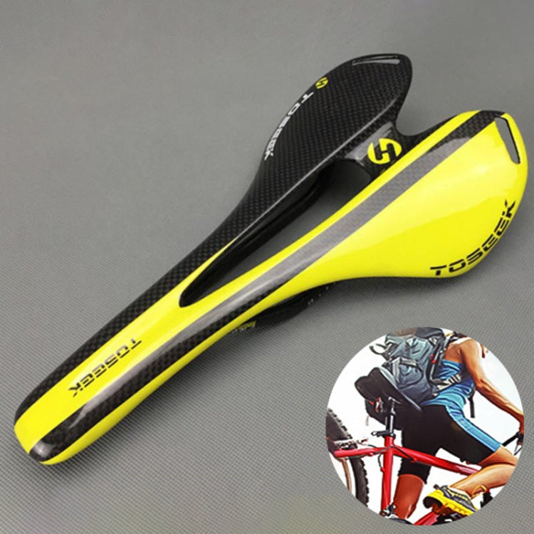 TOSEEK Road Bike Carbon Fiber Seat Bicycle Hollow Seat Saddle, 3K Texture + Light (Yellow) - Outdoor & Sports by TOSEEK | Online Shopping UK | buy2fix