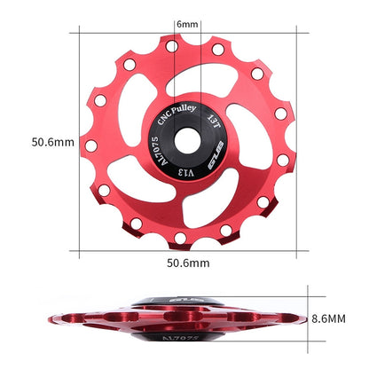 GUB V13 13T Bicycle Rear Derailleur Jockey Wheel (Black Red) - Guide wheels by GUB | Online Shopping UK | buy2fix