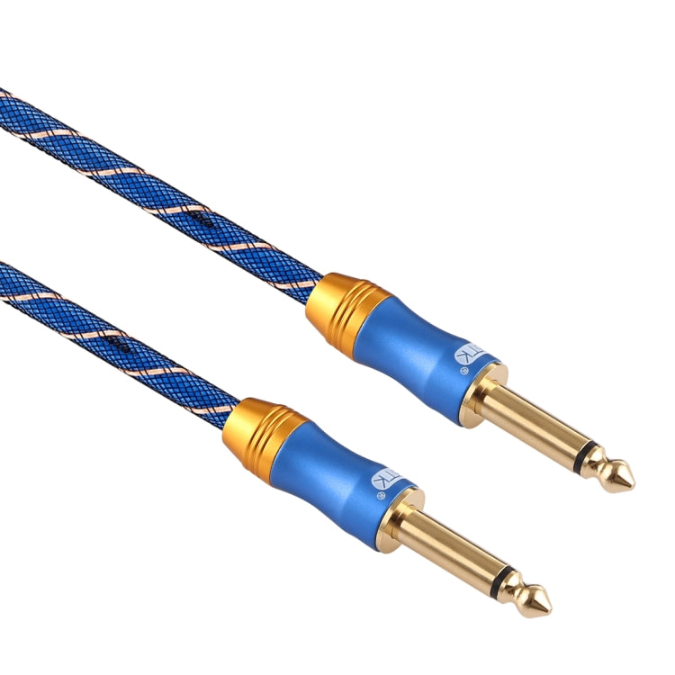 EMK 6.35mm Male to Male 3 Section Gold-plated Plug Grid Nylon Braided Audio Cable for Speaker Amplifier Mixer, Length: 1.5m(Blue) - Consumer Electronics by EMK | Online Shopping UK | buy2fix