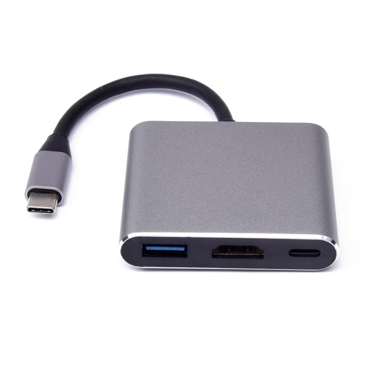 V125 UCB-C / Type-C Male to PD +  HDMI + USB 3.0 Female 3 in 1 Converter(Grey) - Computer & Networking by buy2fix | Online Shopping UK | buy2fix