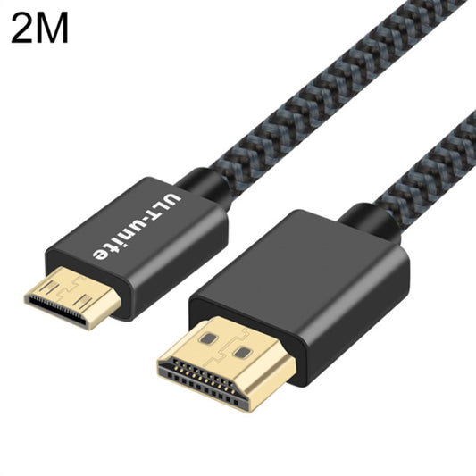 ULT-unite Gold-plated Head HDMI 2.0 Male to Mini HDMI Male Nylon Braided Cable, Cable Length: 2m (Black) - Cable by ult-unite | Online Shopping UK | buy2fix