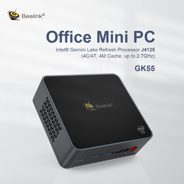 Beelink GK55 Windows 11 Mini PC, 8GB+256GB, Intel Gemini Lake J4125, Support Bluetooth / HDMI / WiFi / RJ45, UK Plug -  by Beelink | Online Shopping UK | buy2fix