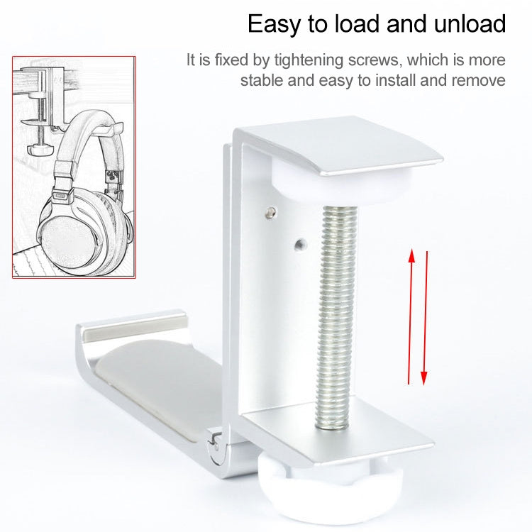 Paste Screw Type Metal Foldable Headset Stand Display Hanger(Silver) - Apple Accessories by buy2fix | Online Shopping UK | buy2fix