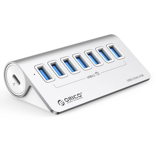 ORICO M3U7 Aluminum Alloy 7-Port USB 3.2 Gen1 5Gbps HUB with 1m Cable(Silver) - USB 3.0 HUB by ORICO | Online Shopping UK | buy2fix