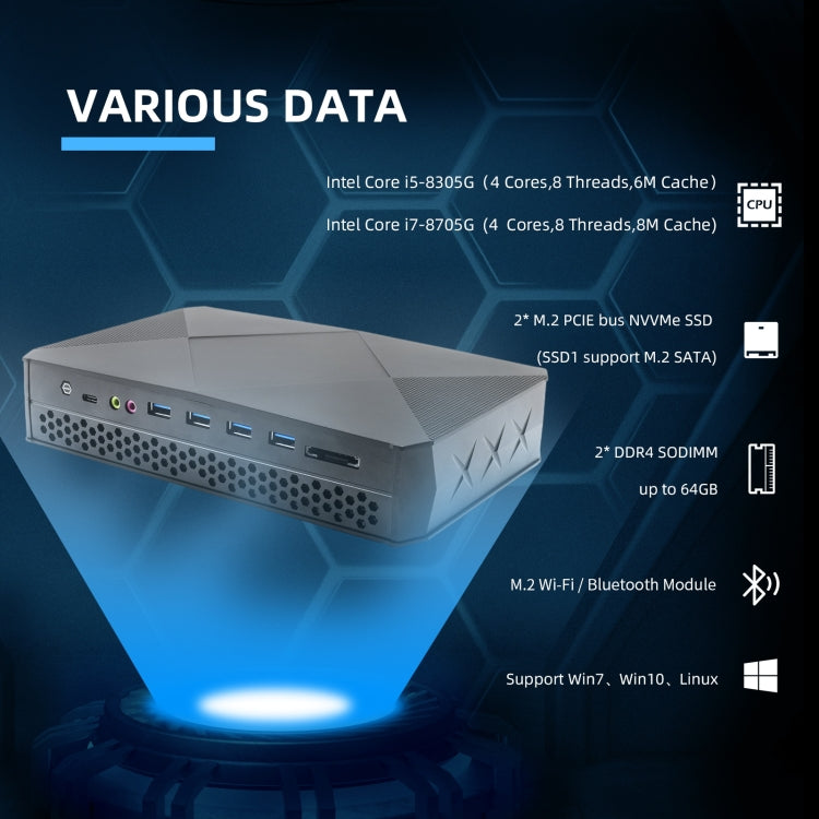 HYSTOU F9 Windows 10 / Linux System Gaming Mini PC, Intel Core i7-8809G 4 Core 8M Cache up to 4.20GHz, 64GB RAM+1TB SSD, UK Plug - Windows Mini PCs by HYSTOU | Online Shopping UK | buy2fix