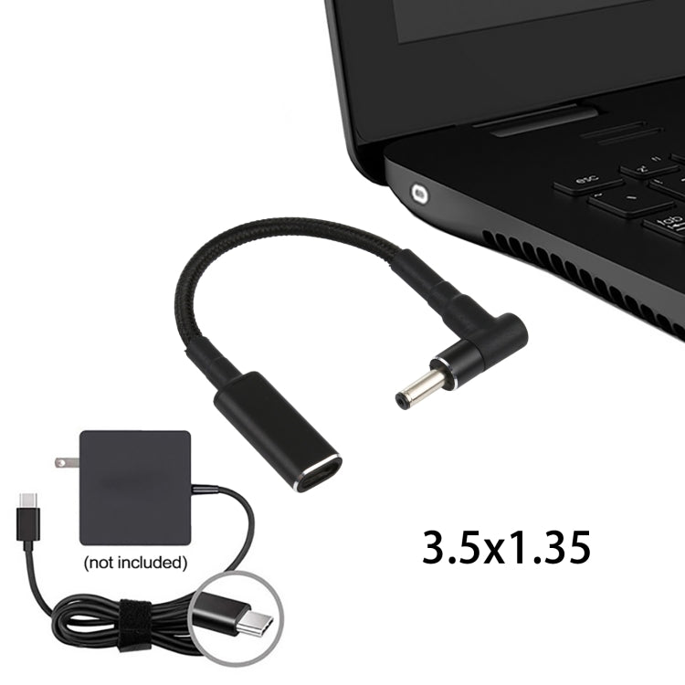 PD 100W 18.5-20V 3.5 x 1.35mm Elbow to USB-C / Type-C Adapter Nylon Braid Cable - Universal Power Adapter by buy2fix | Online Shopping UK | buy2fix